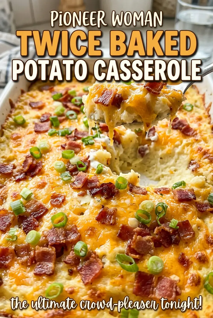 Pioneer Woman Twice Baked Potato Casserole fluffy cheesy layers