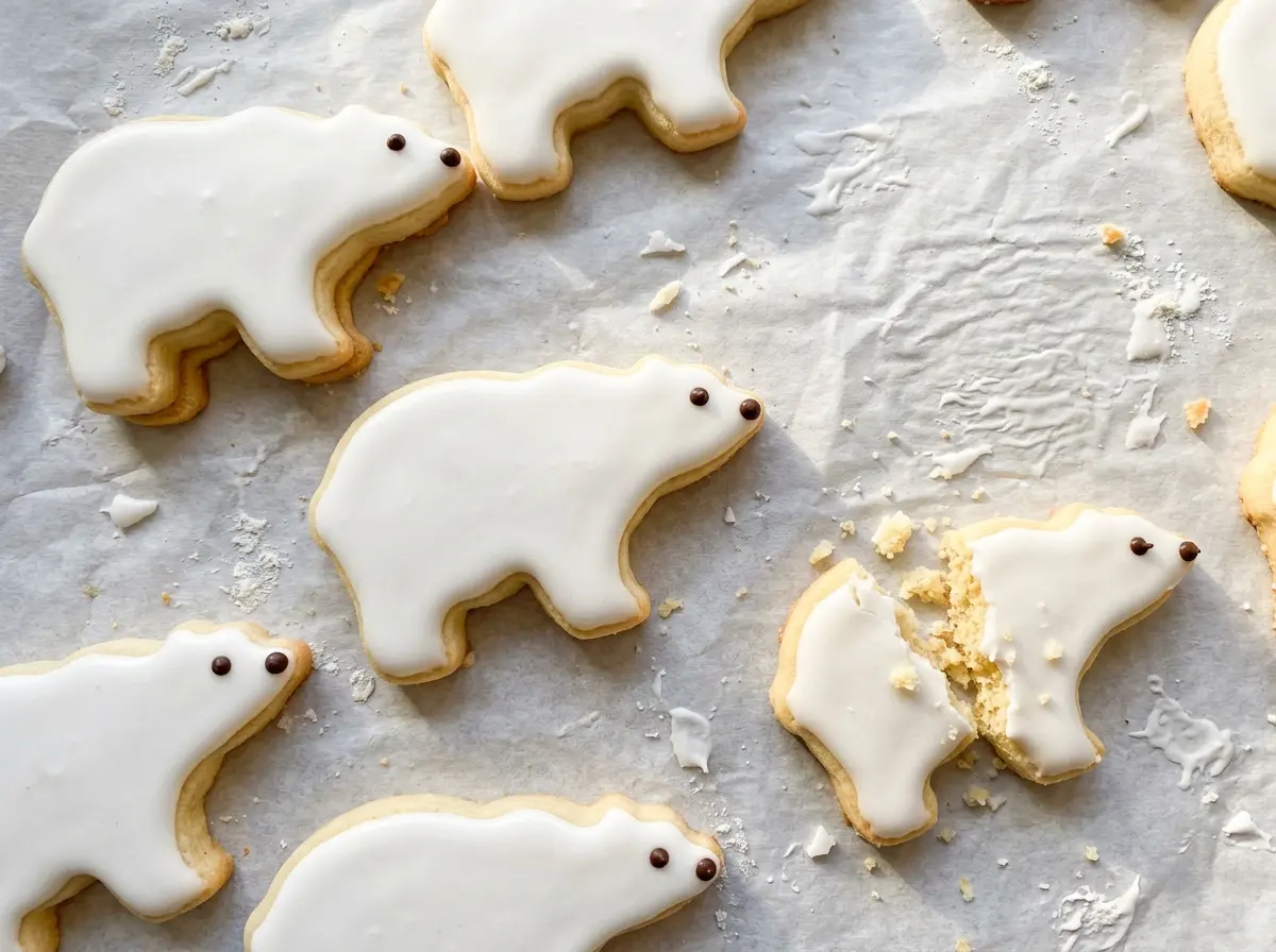 Polar Bear Cookies frosted marshmallow faces