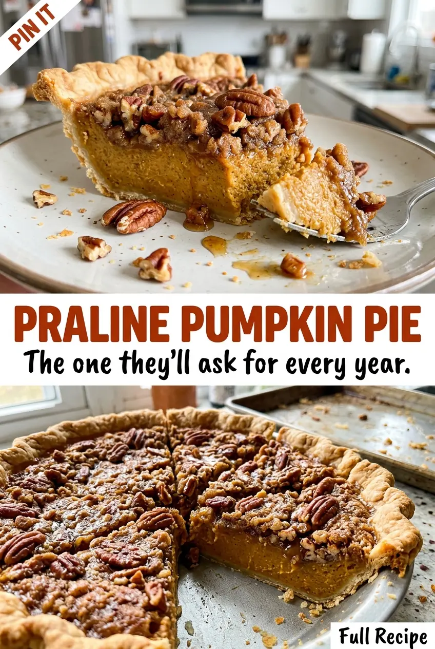 Praline Pumpkin Pie golden praline pecans