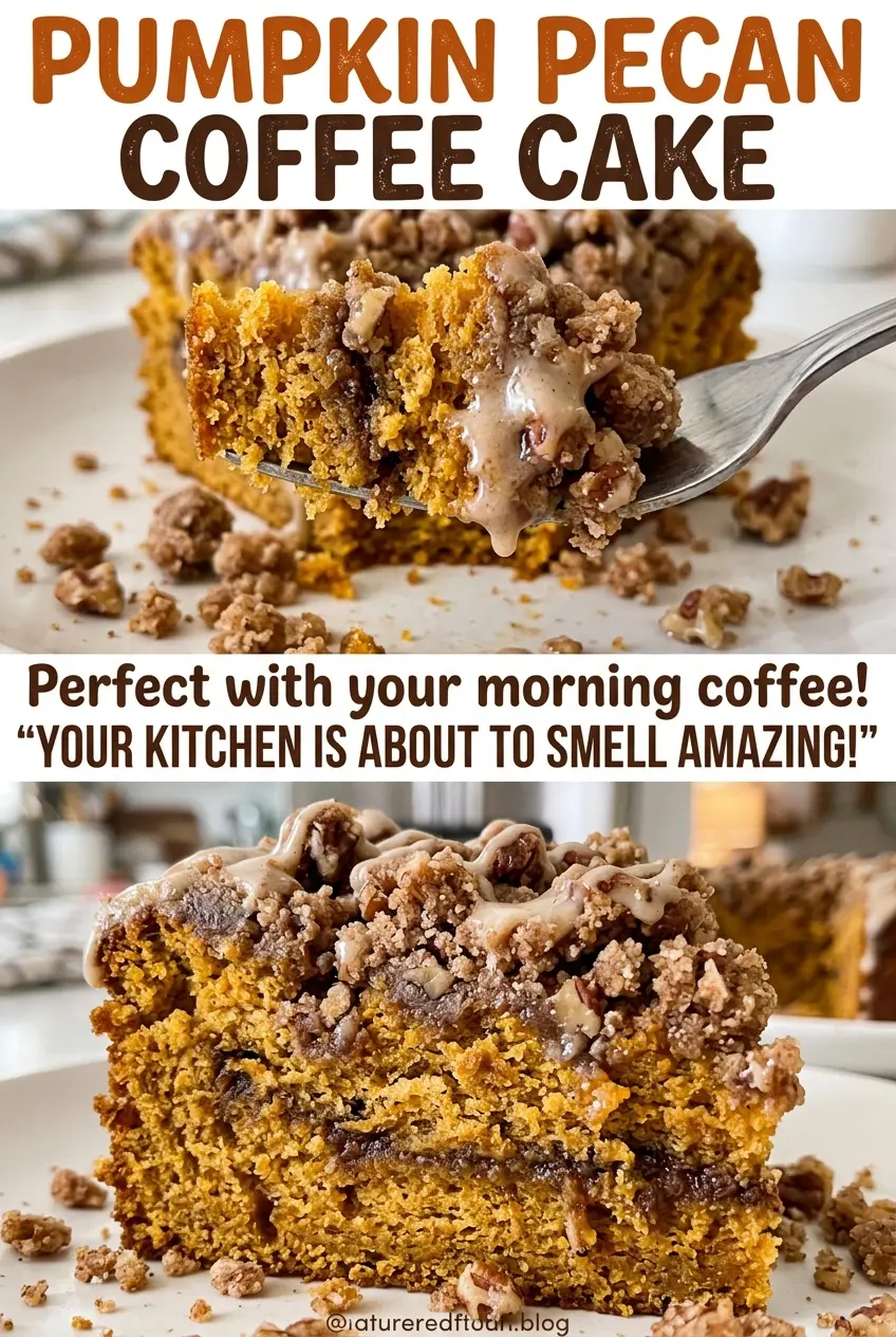 Pumpkin Pecan Coffee Cake crumbly pecan topping