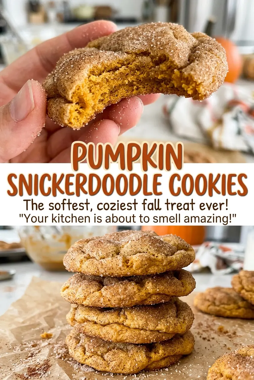 Pumpkin Snickerdoodle Cookies with soft spiced centers