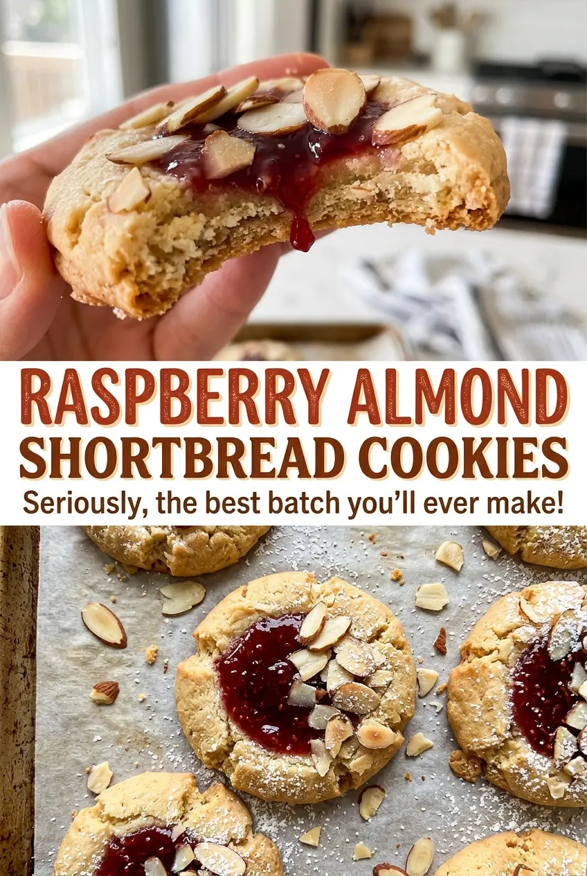 Raspberry Almond Shortbread Cookies golden edges