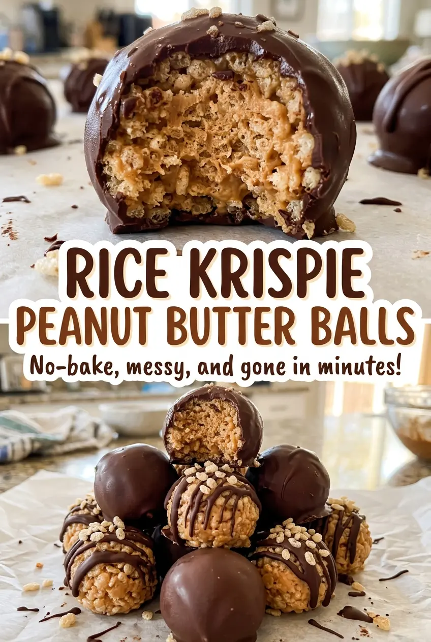 Rice Krispie Peanut Butter Balls with chocolate coating