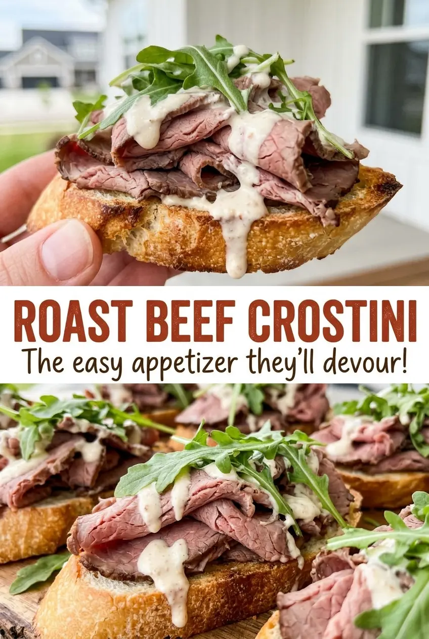 Roast Beef Crostini creamy horseradish bites