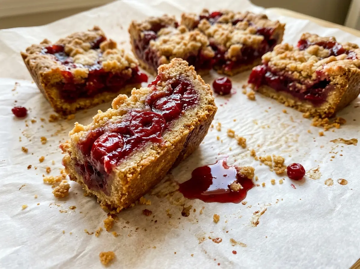 Ruby Red Cherry Bars glossy ruby filling