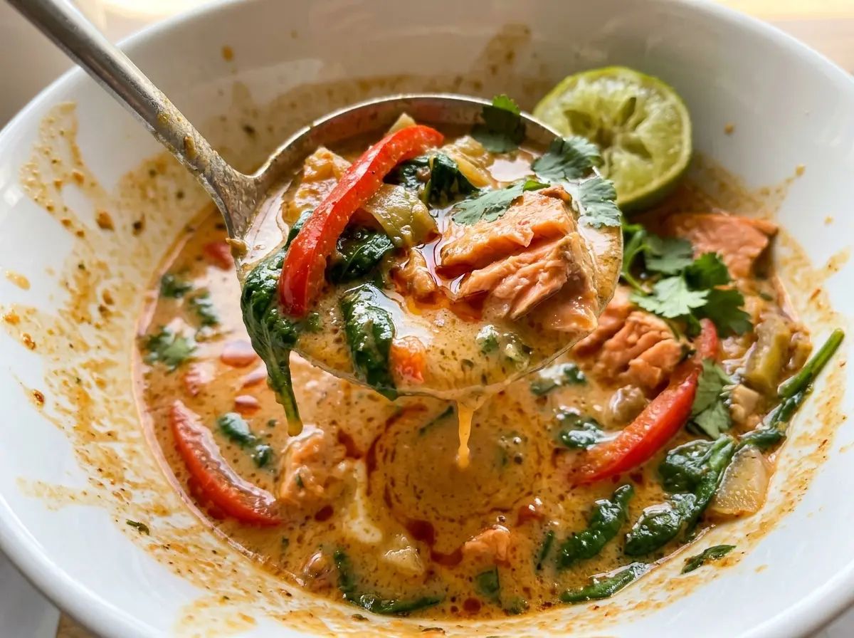 Salmon Coconut Curry with silky sauce