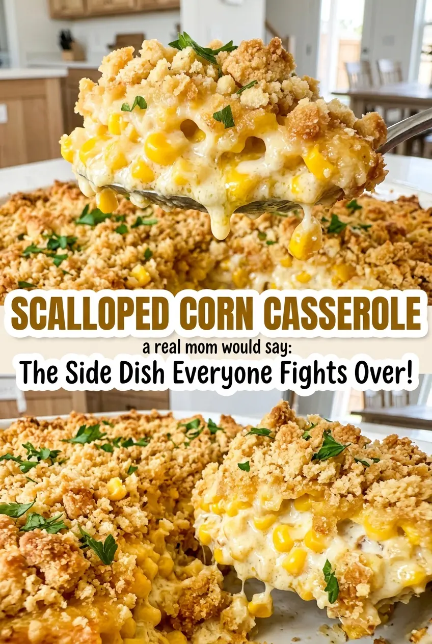 Scalloped Corn Casserole creamy corn golden crust