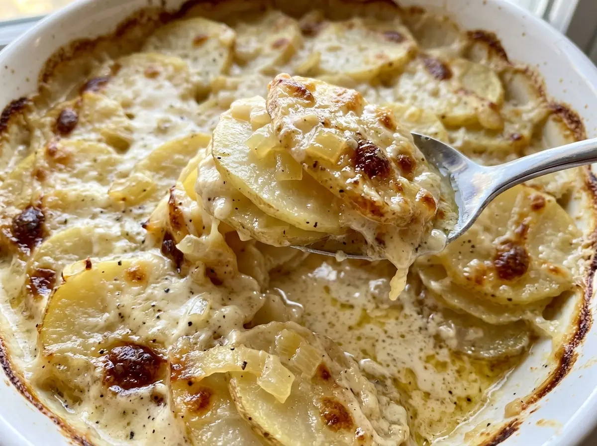 Scalloped Potatoes with creamy golden layers