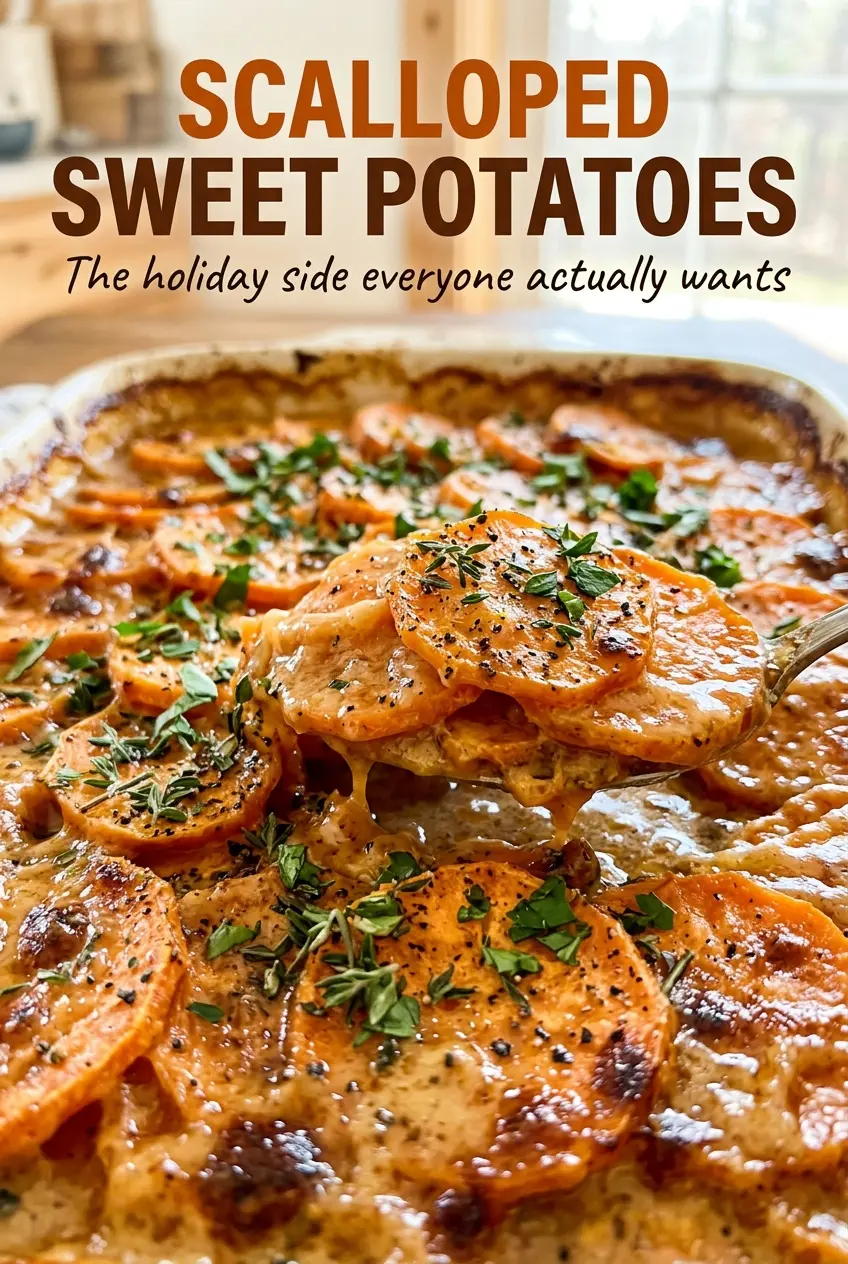 Scalloped sweet potatoes tender creamy layers