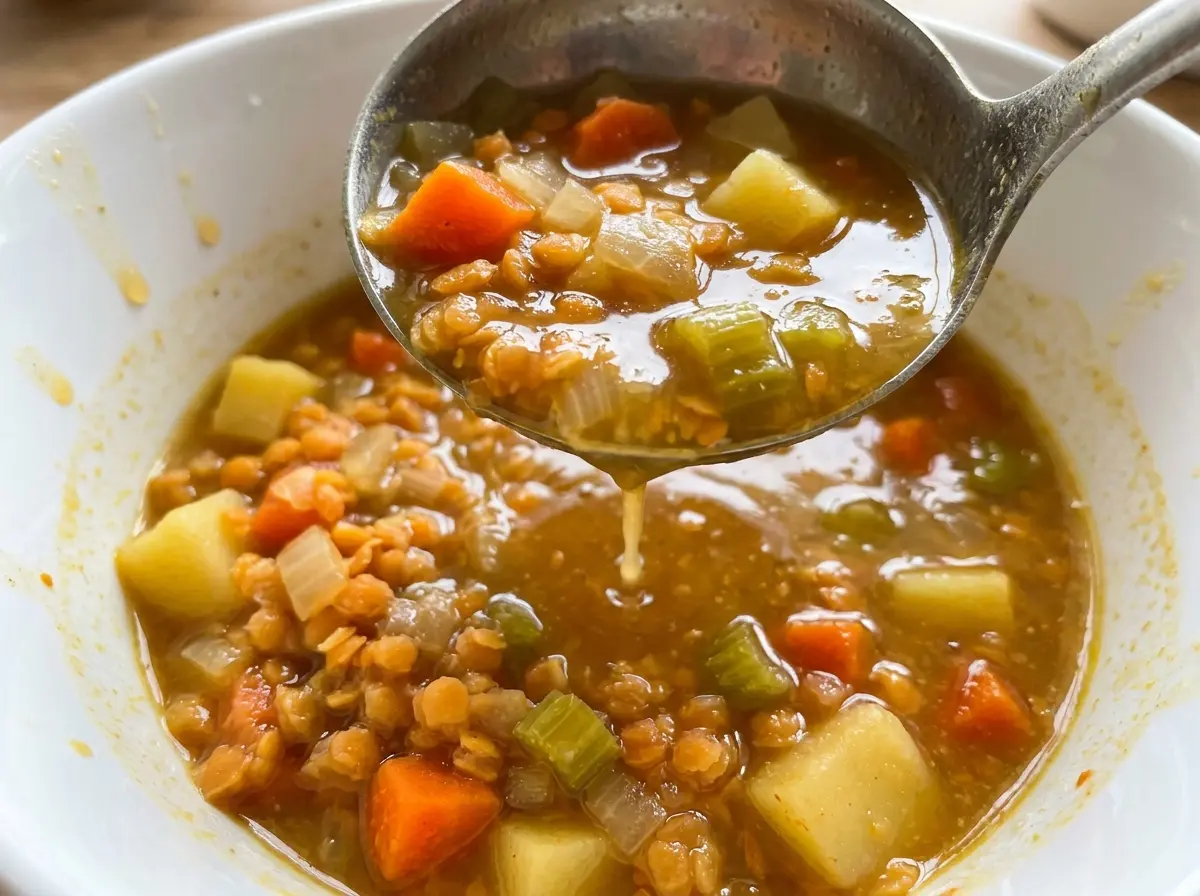 Scottish lentil soup smoky thick bowl