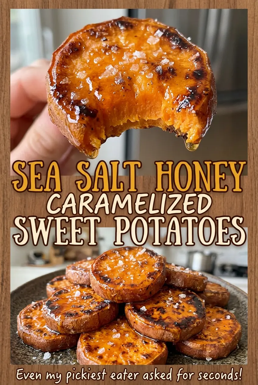 Sea Salt Honey Caramelized Sweet Potatoes, honey-glazed golden cubes