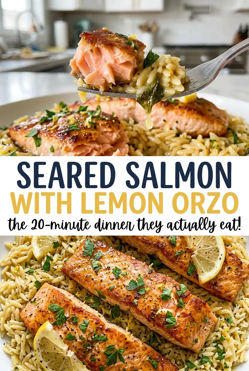 Seared Salmon with Lemon Orzo bright lemon pasta