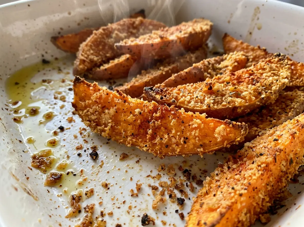 Shake and Bake Sweet Potatoes browned tender wedges