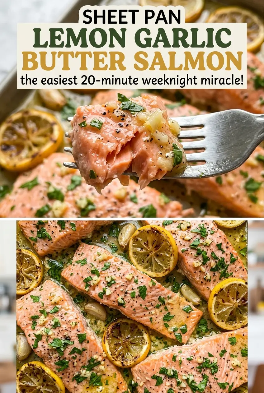 Sheet Pan Lemon Garlic Butter Salmon, tender and bright