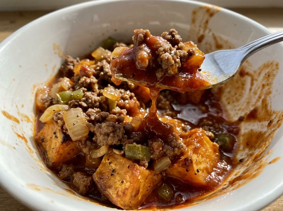 Sloppy Joe Sweet Potato Bowls roasted golden