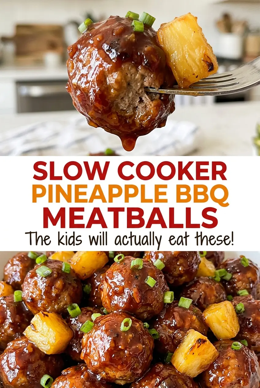 Slow Cooker Pineapple BBQ Meatballs tender saucy bites