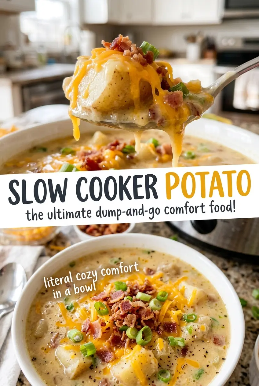Slow cooker potato soup rich, cheesy