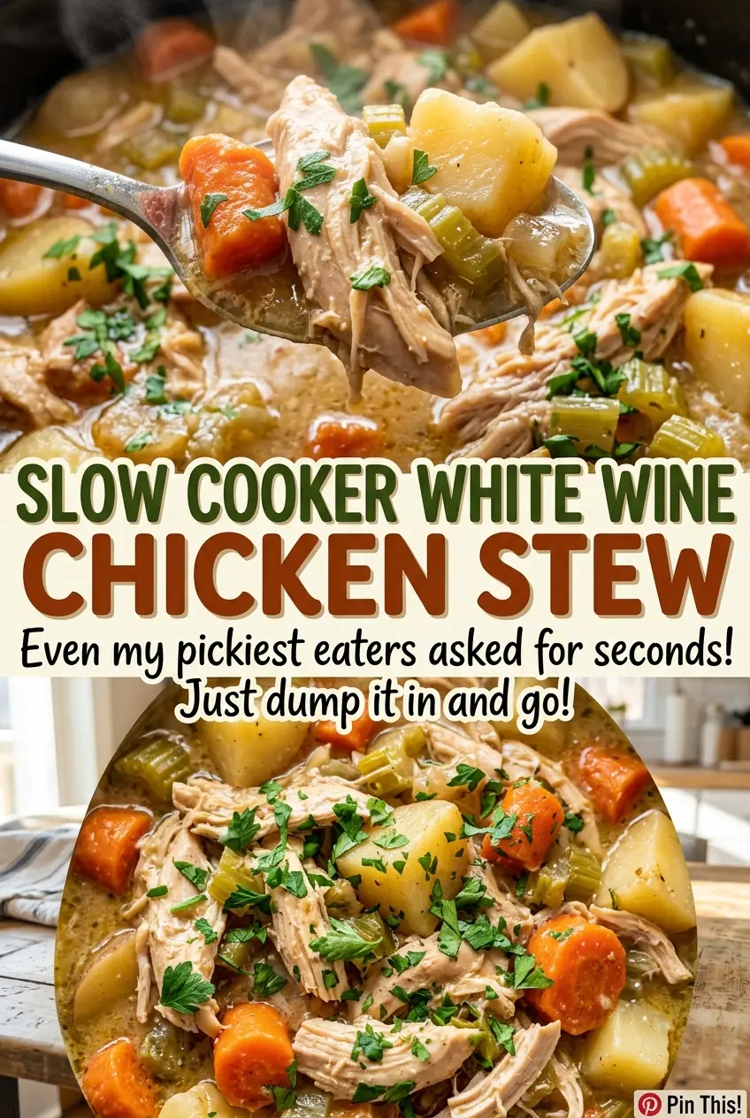 Slow Cooker White Wine Chicken Stew hearty savory
