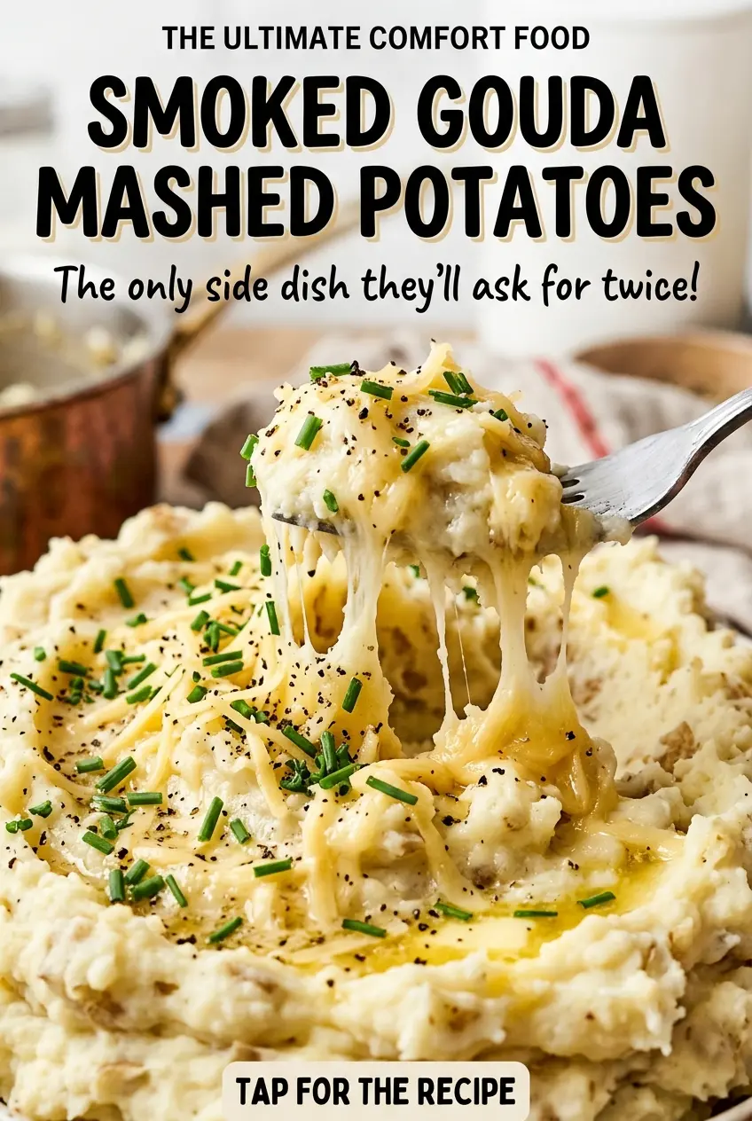 Smoked Gouda mashed potatoes creamy, fluffy, cheesy