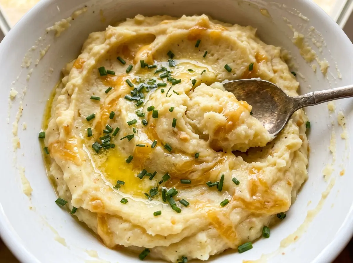 Smoked Gouda mashed potatoes creamy, fluffy, cheesy