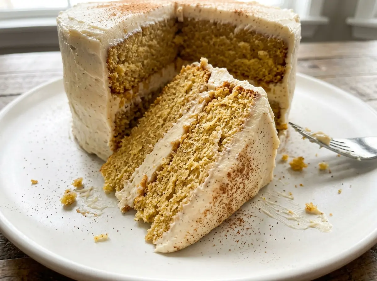 Spiced eggnog cake with cinnamon layers