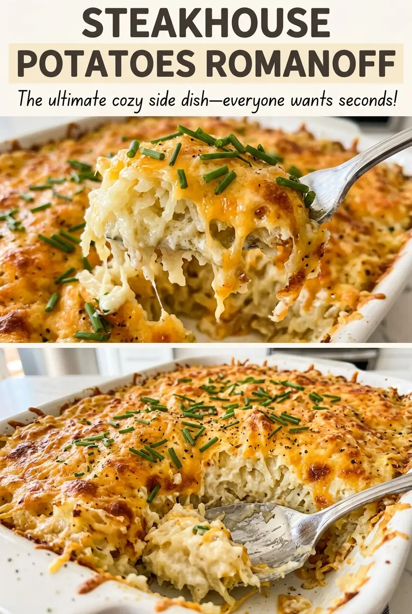 Steakhouse Potatoes Romanoff creamy golden top