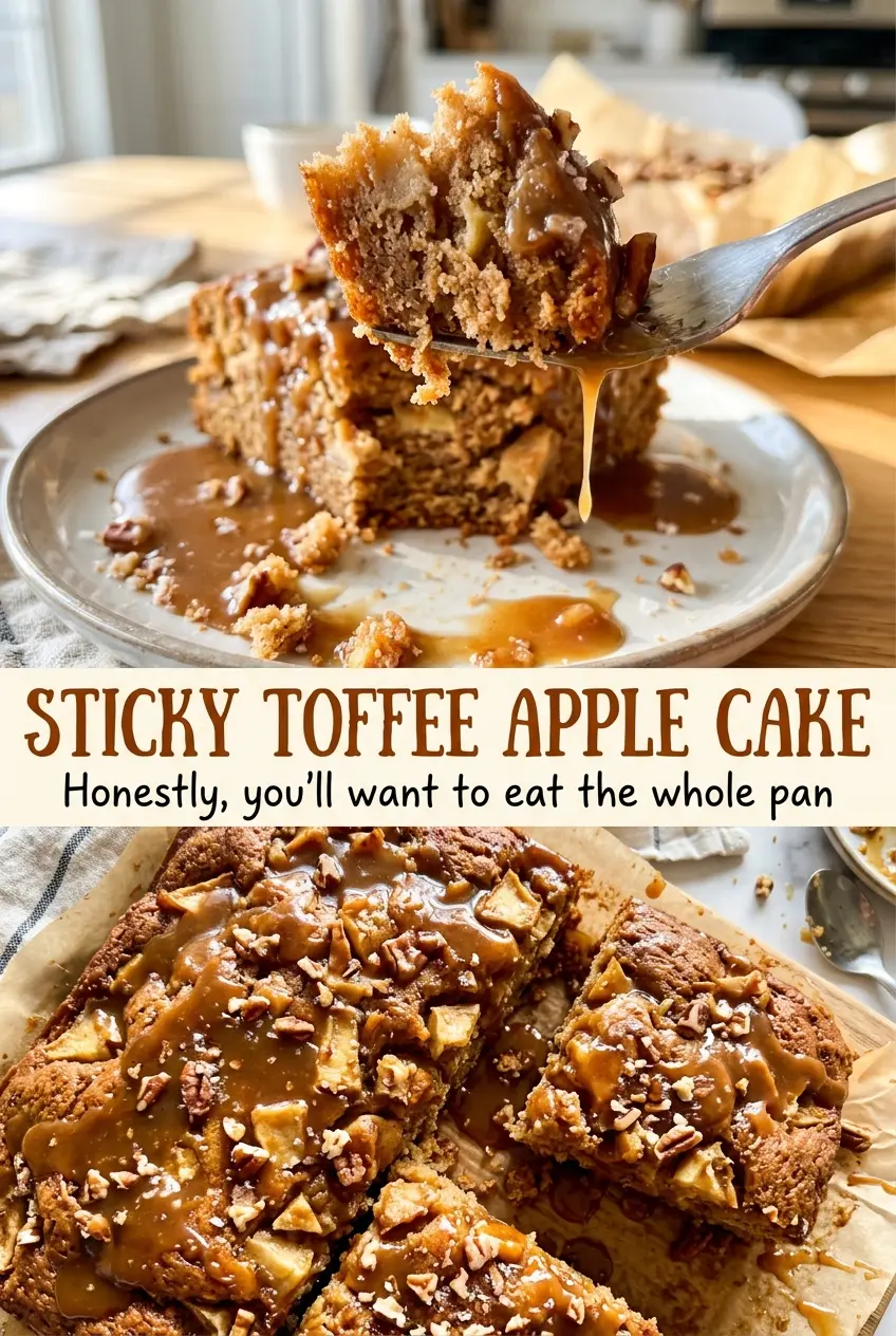 Sticky Toffee Apple Cake, warm and saucy