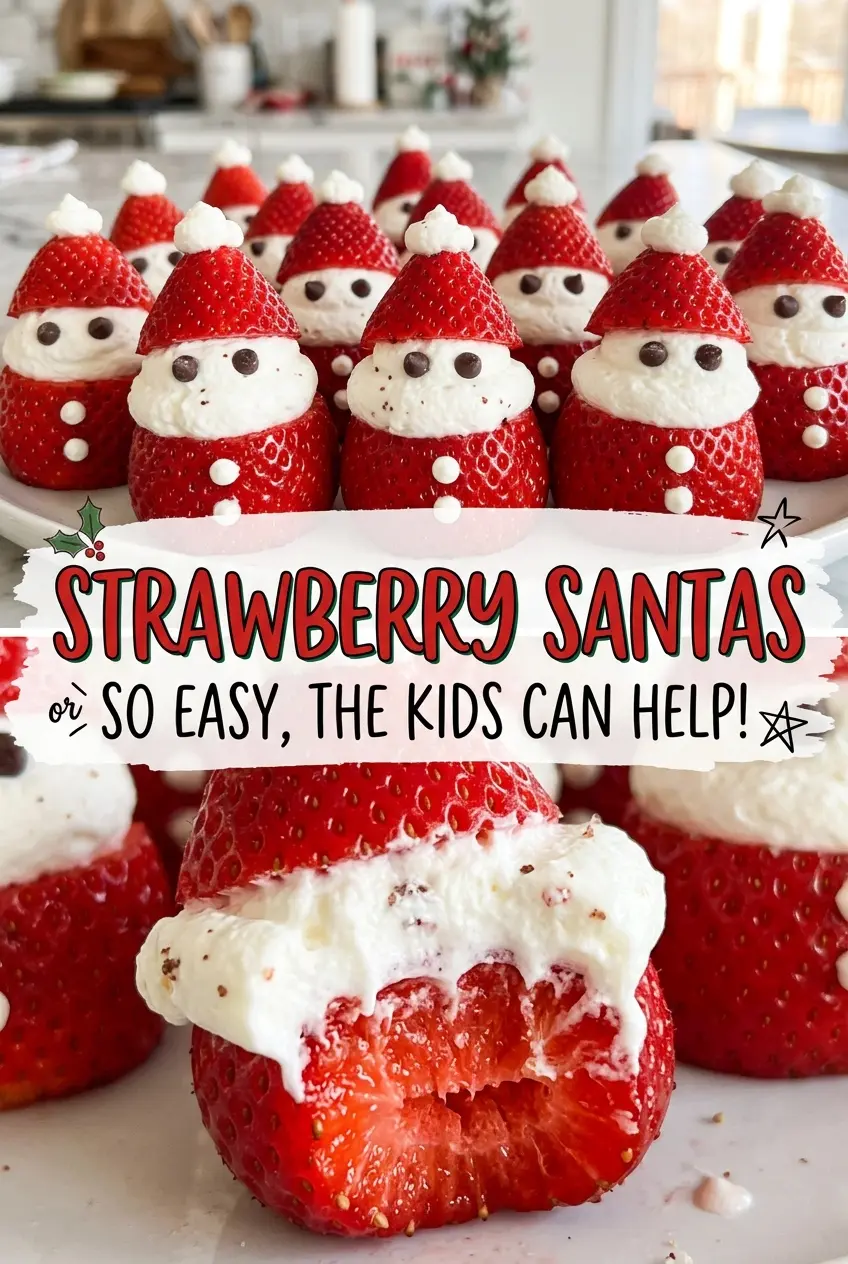 Strawberry Santas with fluffy cream caps