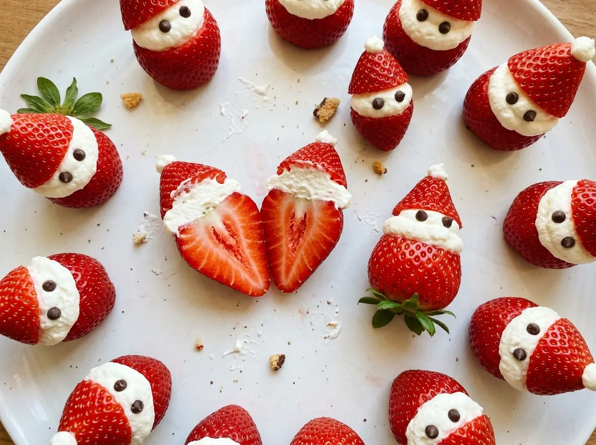 Strawberry Santas with fluffy cream caps