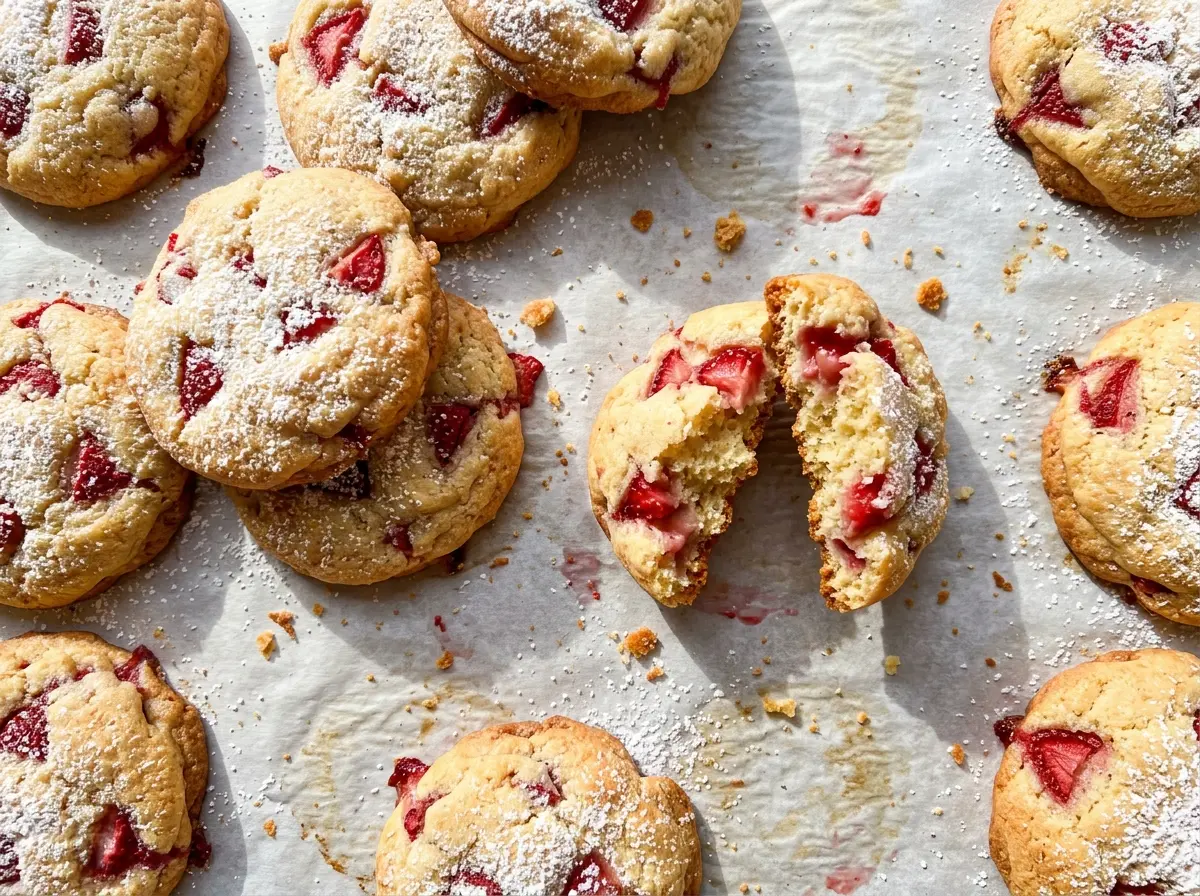 Strawberry Shortcake Cookies with tender golden edges