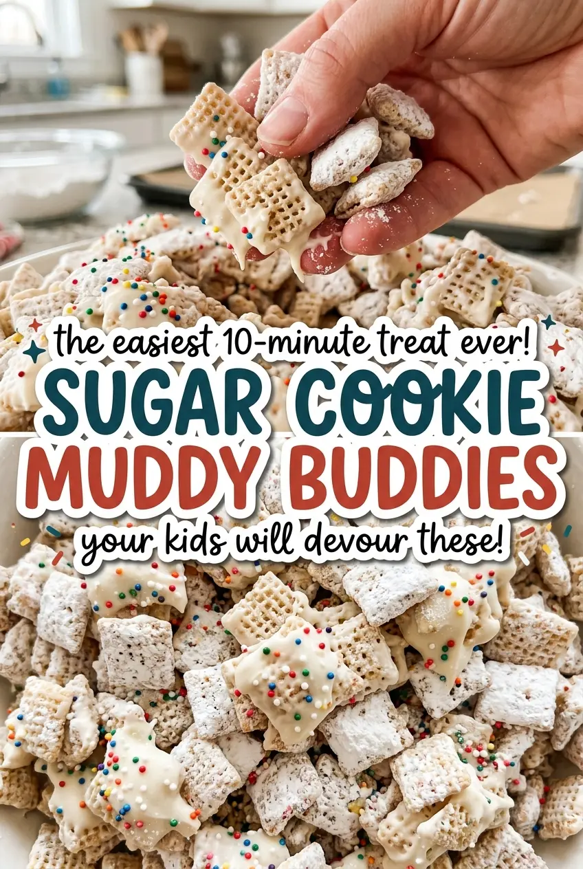 Sugar Cookie Muddy Buddies rainbow sprinkle crunch