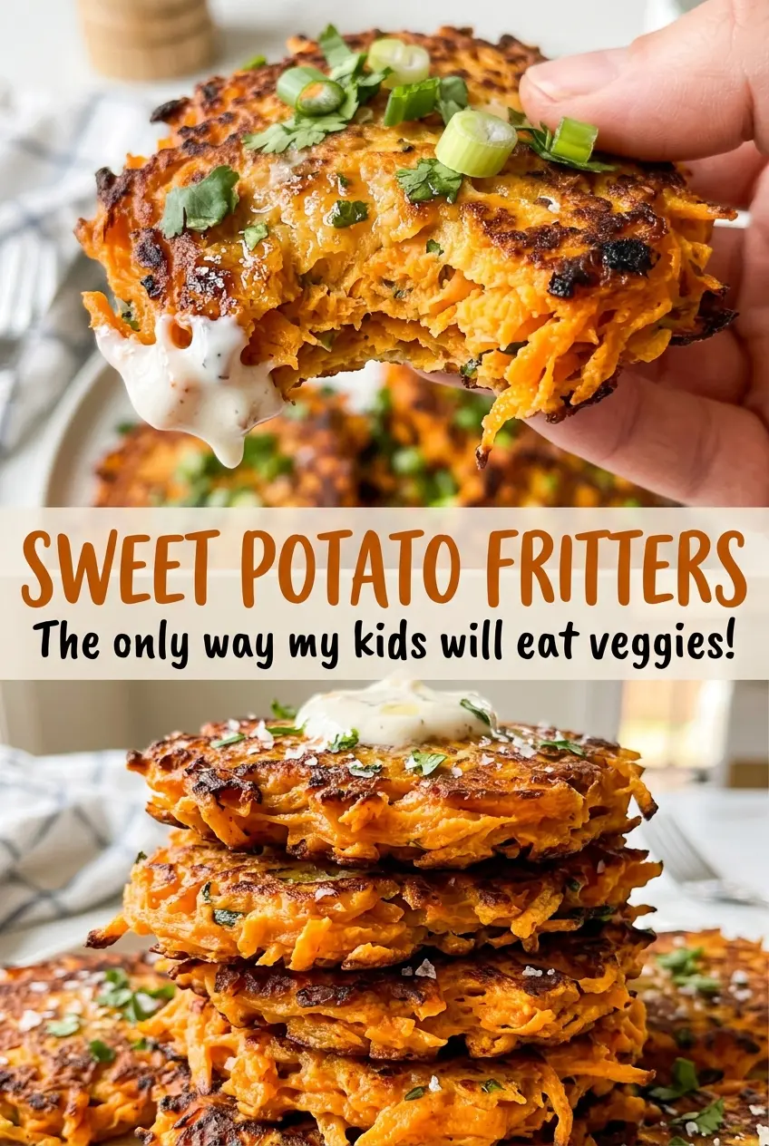 Sweet Potato Fritters with tender centers and scallion flecks