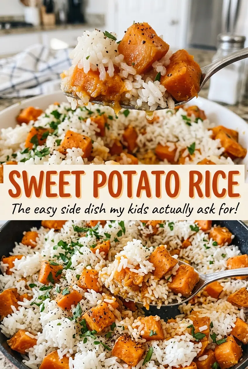 Sweet potato rice with tender orange cubes