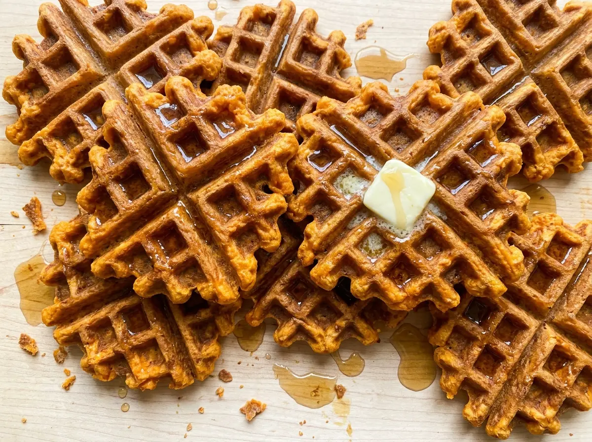 Sweet Potato Waffles golden crisp centers
