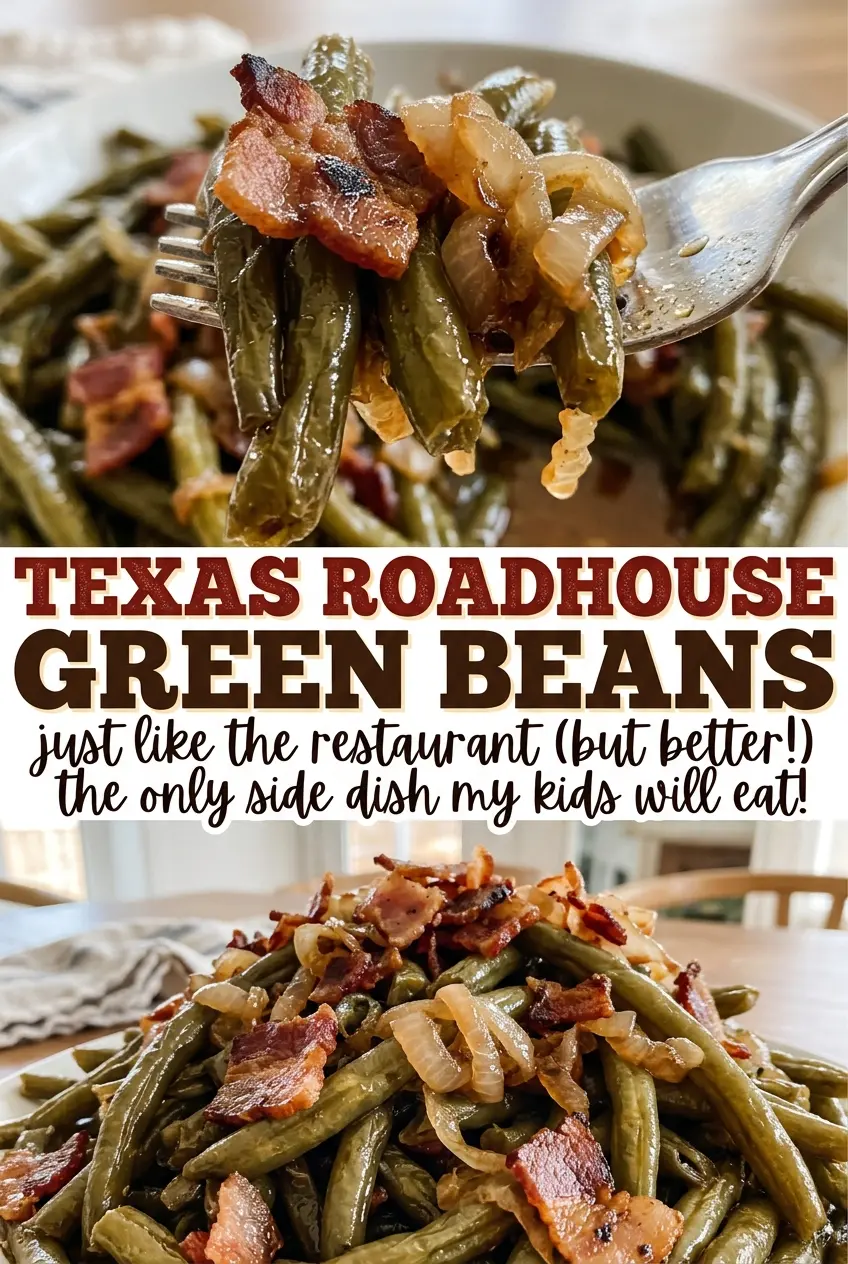 Texas Roadhouse Green Beans with savory bacon