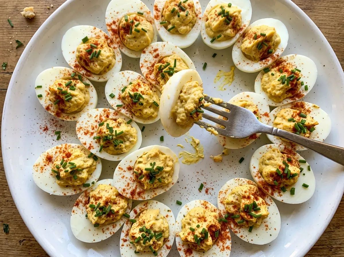 Thanksgiving Deviled Eggs cranberry sage filling
