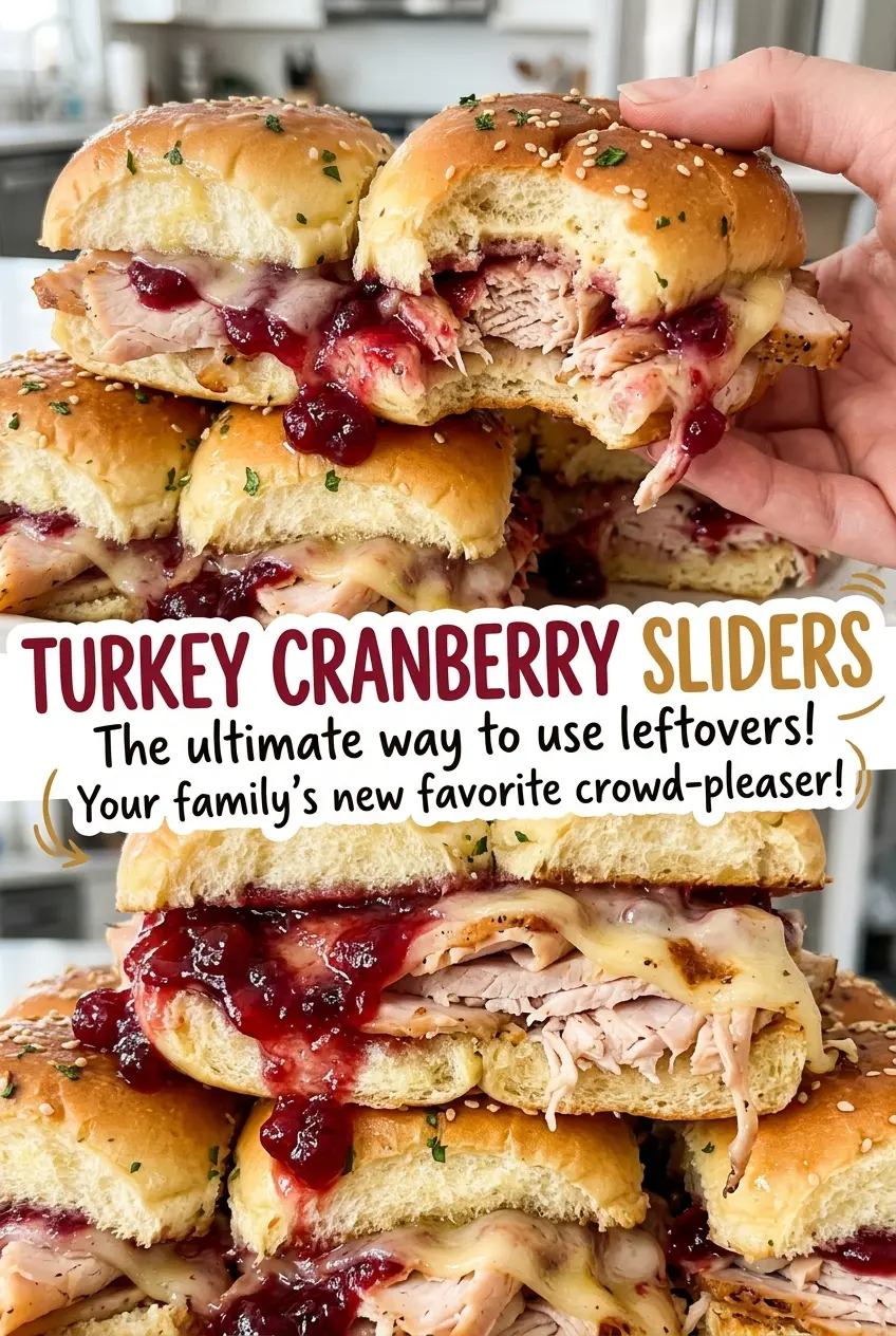 Turkey cranberry sliders with melted Swiss cheese