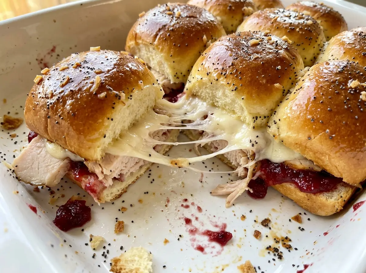Turkey cranberry sliders with golden, buttery tops