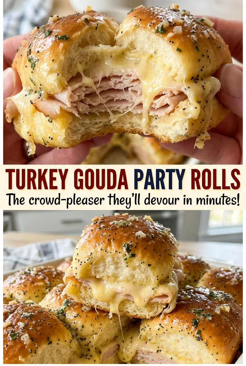 Turkey Gouda Party Rolls golden melty pull-apart