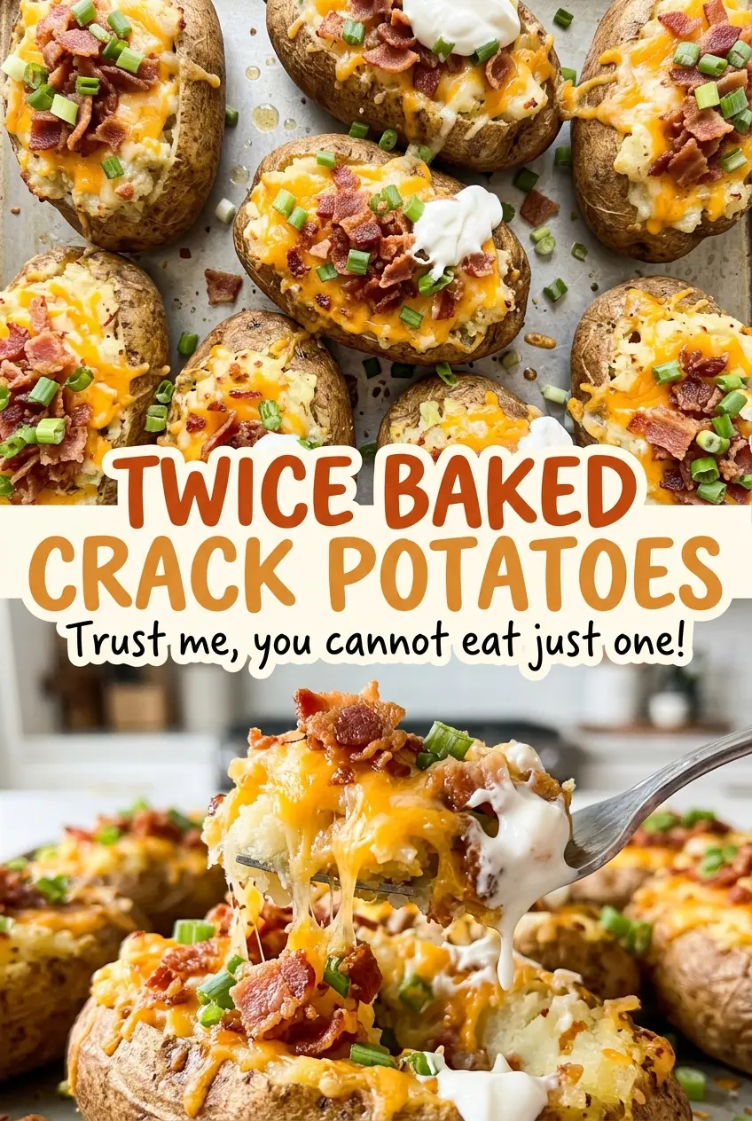 Twice Baked Crack Potatoes with creamy ranch filling
