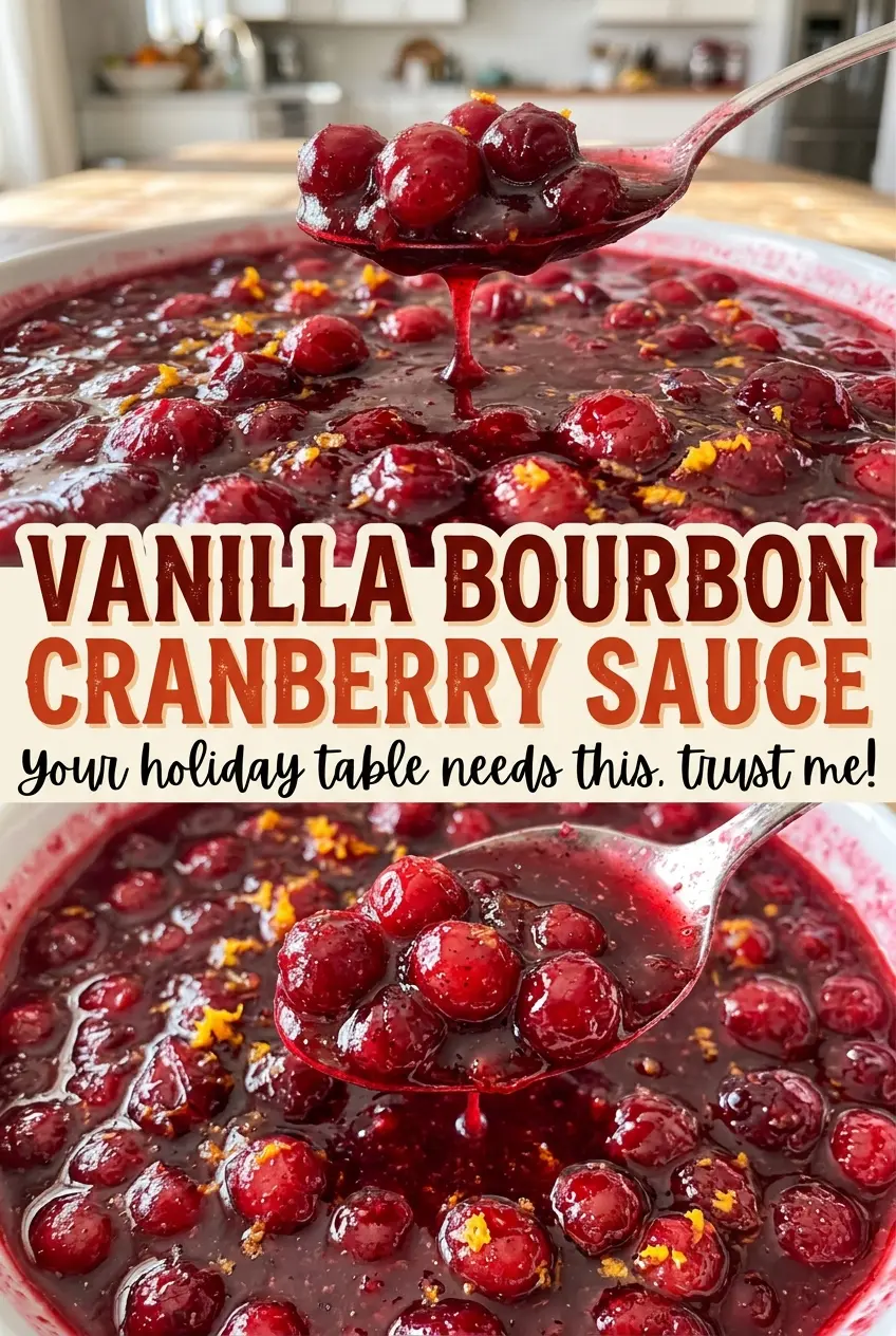 Vanilla Bourbon Cranberry Sauce ruby red spoonable