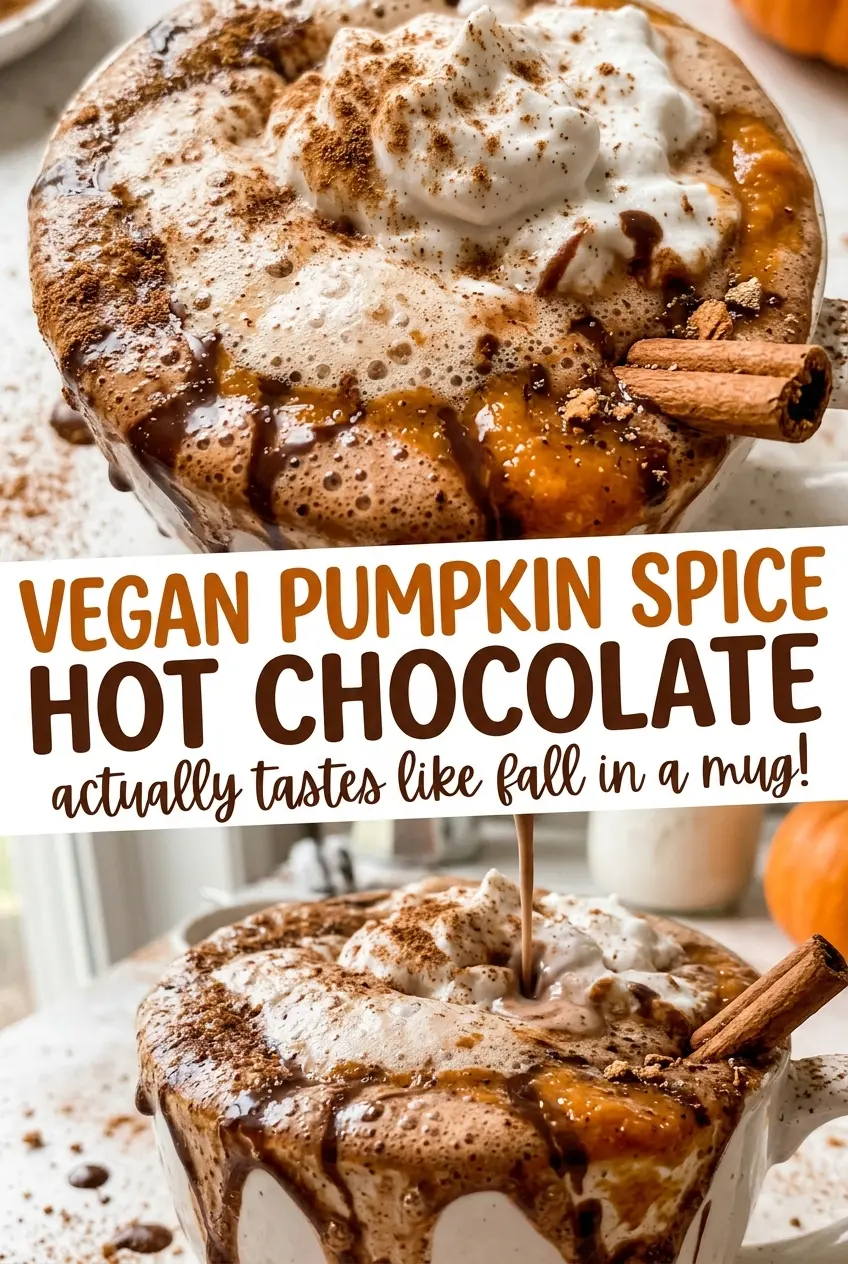 Vegan pumpkin spice hot chocolate, warm and velvety