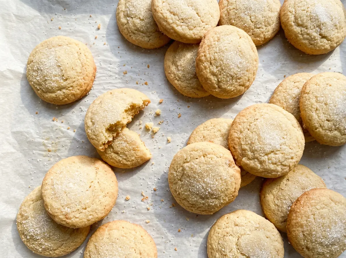 Vegan Sugar Cookies with golden cutout edges