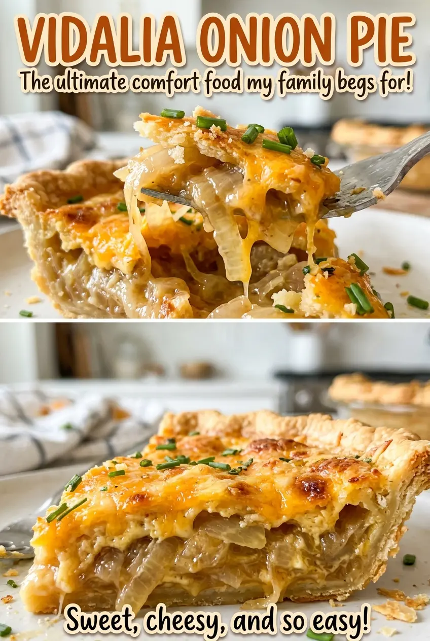 Vidalia Onion Pie flaky crust closeup