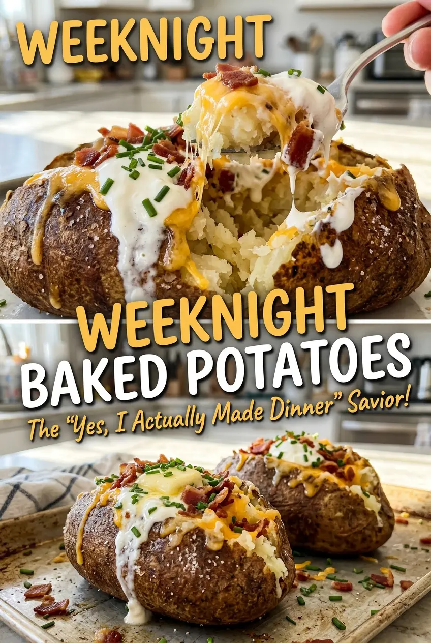 Weeknight Baked Potatoes with fluffy russet centers