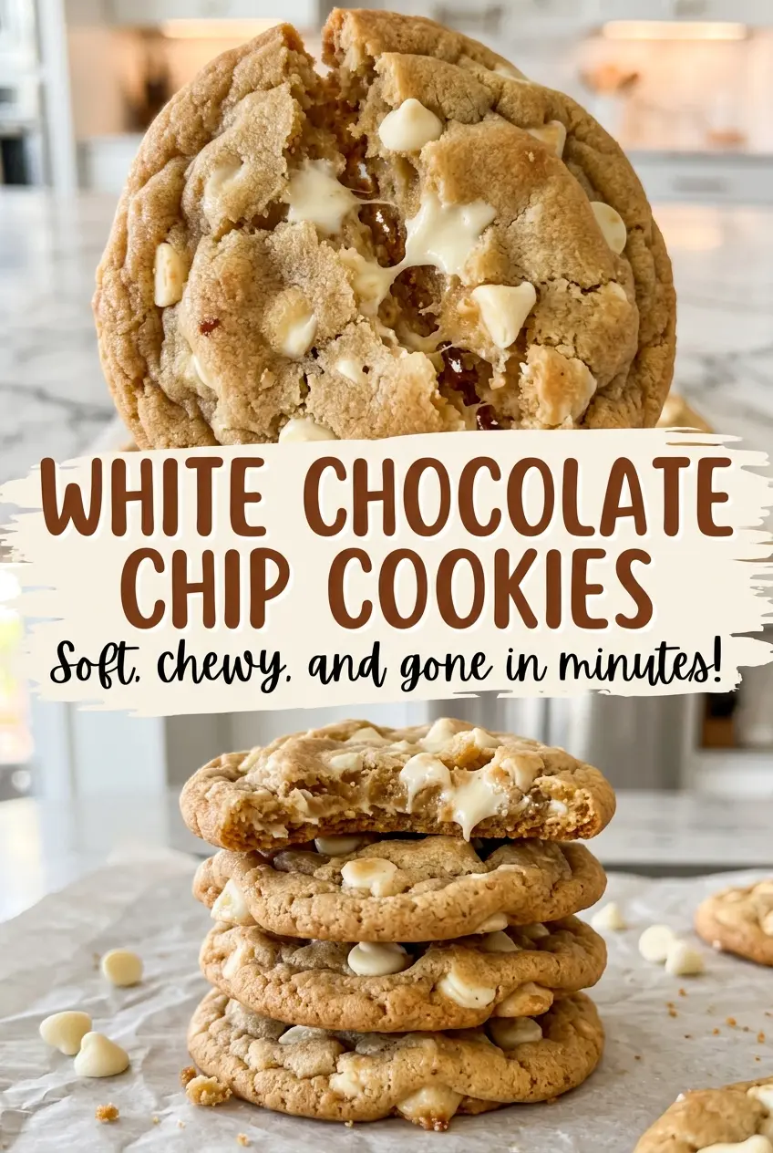 White Chocolate Chip Cookies with soft centers